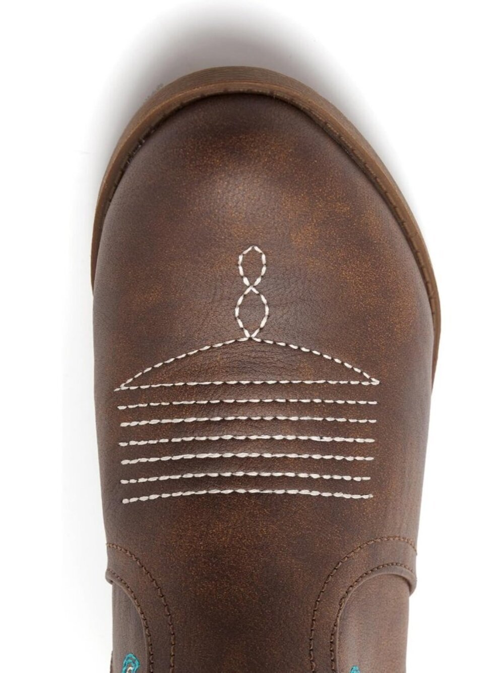 Women's Brown Rubber Western Embroidered Cowgirl Mid Calf Stylish Riding Boots - Picture 5 of 7